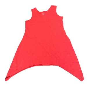 Neon Buddha Red Cotton Asymmetrical Sleeveless Tunic Top Boho Nirvana Women's L